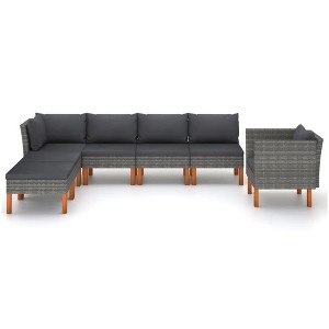vidaXL Patio Lounge Set 8 Piece Sectional Sofa with Cushions Solid Wood Pine - Gray corner + 3x middle + armchair + footrest - 1 - 1 of 4