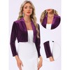 INSPIRE CHIC Women's Velvet Long Sleeve Shawl Neck Open Front Cropped Bolero Cardigan - 2 of 4
