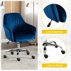 Dark Blue Accent chair Modern home office leisure chair with adjustable velvet height and adjustable casters - 4 of 4