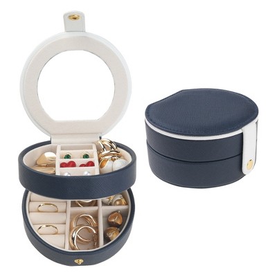 Unique Bargains PU Leather 2 Layer Storage Holder Jewelry Box for Women Girls Birthday Gifts