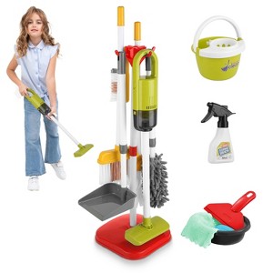 Babyluv"14-Piece Kids Cleaning Toy Set with Vacuum, Broom, Mop & Stand – Pretend Play for Toddlers"Blue&Red - 1 of 4