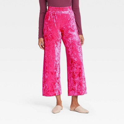 pink velvet pants