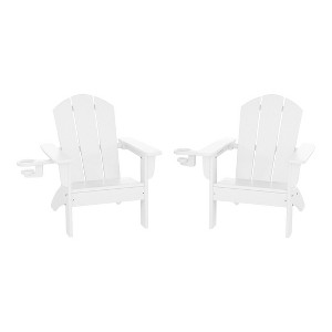 WestinTrends Malibu Kids Outdoor HDPE Plastic Adirondack Patio Chairs with Cup Holders (Set of 2) - 1 of 4