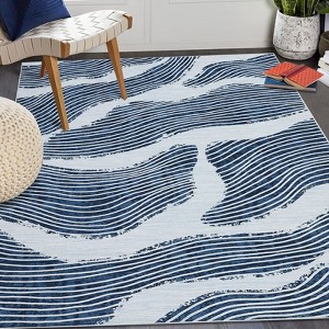 Contemporary Abstract Spray Print Area Rug Ultra Thin Low Pile Machine Washable Stain Resistant Non Slip Non Shedding Floor Carpet - 1 of 4