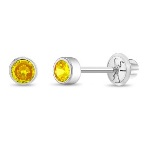 Girl's Bezel Cubic Zirconia 14k Gold Earrings - In Season Jewelry - 1 of 4