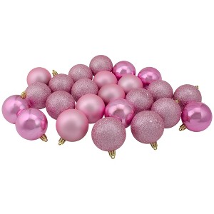 Northlight Shatterproof 4-Finish Christmas Ball Ornaments 2.5" (60mm) - Bubblegum Pink - 60ct - 1 of 3