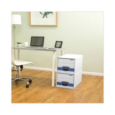 White and Blue Corrugated Cardboard File Storage Drawer, 25.5" x 14" x 11.5"