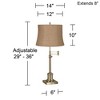 360 Lighting Traditional Swing Arm Desk Table Lamp Adjustable Height 36" Tall Antique Brass Natural Burlap Fabric Drum Shade Living Room - 3 of 4