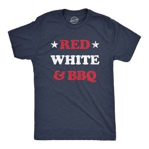 Mens Red White And BBQ T Shirt Funny Patriotic Barbecue Text Tee For Guys - Crazy Dog Men's T Shirt - 1 of 4