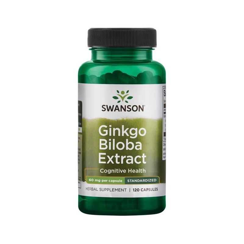 Swanson Herbal Supplements Standardized Ginkgo Biloba Extract 60 mg Capsule 120ct, 1 of 7