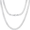 Steeltime unisex sterling silver diamond cut curb link chain necklace. Color Options: Silver, Gold, Two-Tone - 2 of 3