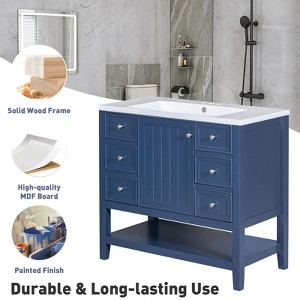 SEVOBAL Bathroom Vanities 36 Inch Bathroom Vanity Base with Cabinet and 3 Drawers for Bathroom, Blue, 35.5"*18"*32.9" - 1 of 4