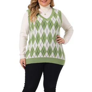 Agnes Orinda Women's Plus Size Cable Knit Sleeveless Pullover Sweater Vest - 1 of 4