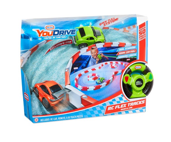 Little Tikes YouDrive Flex Tracks Green Muscle Car with Easy Steering RC