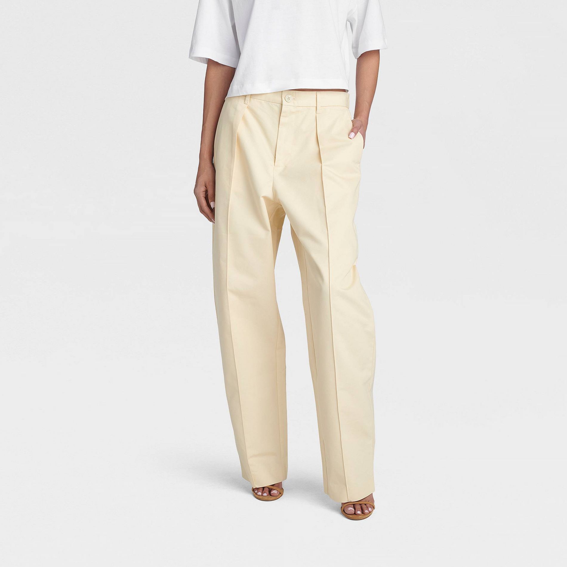 KBB by KAHLANA Women's 'The Barrel Wide Leg Trousers' - Cream