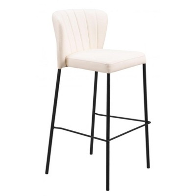 Barstool 39" H – Faux Leather With Cream Finish – Modern Stackable (Set of 2) By Zuo Modern