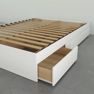 Reversible Full/Double White Wood Frame Storage Bed with 3 Drawers