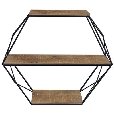 Sagebrook Home Metal Wood Floating Wall Shelves, Storage and Display, Decorative Wall Shelf Organization