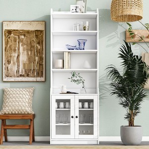 78.3" Tall Cabinet with Acrylic Board Door, Versatile Sideboard, Contemporary Bookshelf with Adjustable Shelves for Living Room - 1 of 4