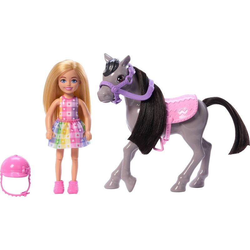 Barbie Chelsea Doll &#38; Horse Toy Set, Includes Helmet Accessory, Doll Bends at Knees to &#34;Ride&#34; Pony, 5 of 7