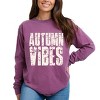 Autumn Vibes Block Distressed - Women's Garment Dyed Long Sleeve Graphic T-Shirt - 3 of 4