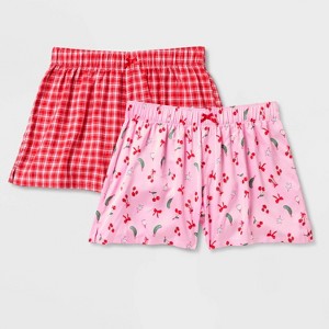 Women's 2pk Flannel and Satin Boxer Pajama Shorts - Wild Fable™ - 1 of 3