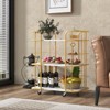 Costway 3-Tier Kitchen Storage Utility Cart Gold Rolling Bar Serving w/Lockable Casters - 4 of 4