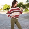 Anna-Kaci Women's Striped Mock Neck Sweater with Color Block Design and Long Sleeves - 3 of 4