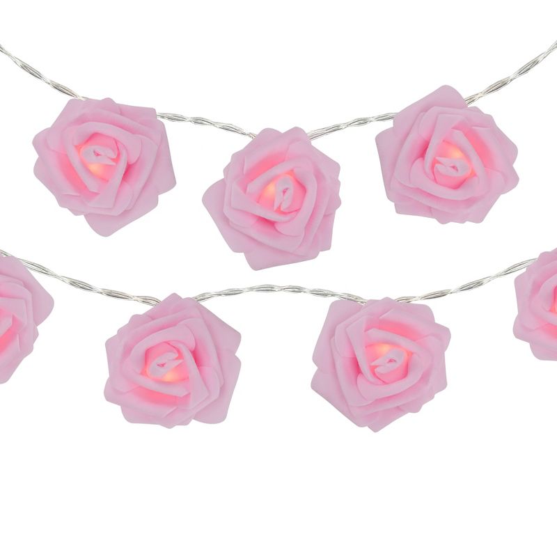 Northlight 10-Count Pink Rose Flower LED String Lights, 4.5ft, Clear Wire, 1 of 5