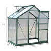 6' x 4' Greenhouse for Outdoors, Polycarbonate Greenhouse with Rain Gutter and Roof Vent, Aluminum Walk-in Green Houses for Outside - 3 of 4