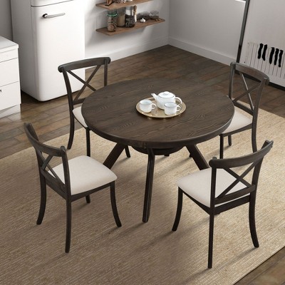 NicBex Round Modern Wooden Dining Table with Trestle Pedestal Base Kitchen Table for Dining Room, Restaurant