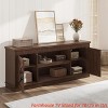 Farmhouse TV Stand for 70/75 in TVs, 65 in Long Entertainment Center w/ 2 Door &Open Storage Shelf, Rustic Fluted Television Consoles Stands - 4 of 4