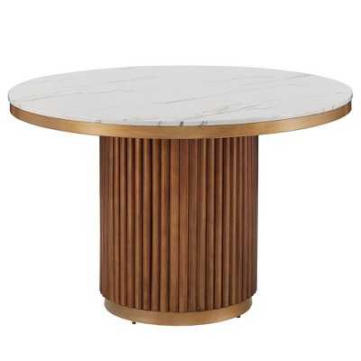 Inspire Q 46" Aeschi Round Dining Table Antique Gold
