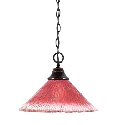 Toltec Lighting Any 1 - Light Pendant in  Black Copper with 12" Raspberry Crystal Shade