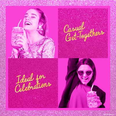 Barbie Pink and Magenta Glass Tumblers with Lids and Straws, Set of 2