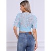 INSPIRE CHIC Women's Floral Flare Short Sleeve V Neck Summer Smocked Crop Tops - 4 of 4