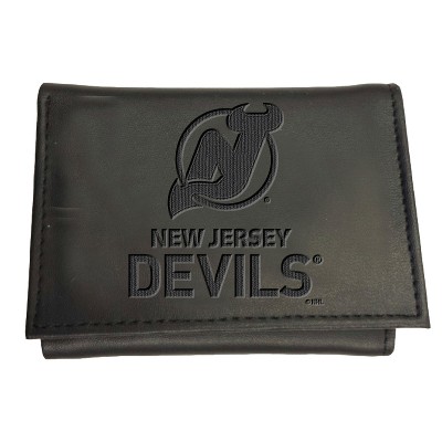 Evergreen NHL New Jersey Devils Black Leather Trifold Wallet Officially Licensed with Gift Box