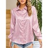 Leopard Stain Button Down Shirts for Women Roll Up Long Sleeve V Neck Casual Work Shirts - 3 of 4