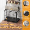 Garvee ElfinAura 57.1" Tall Spacious Dog Crate Furniture with Flip Top, 3 Storage Shelves, Double Doors, Removable Tray - 3 of 4