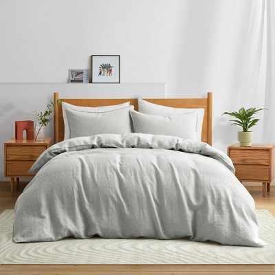 Peace Nest Luxurious Premium Flax Linen Duvet Cover and Pillow Sham Set Moisture-Wicking and Breathable