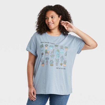 Women's Enough Plants Short Sleeve Graphic T-Shirt - Blue