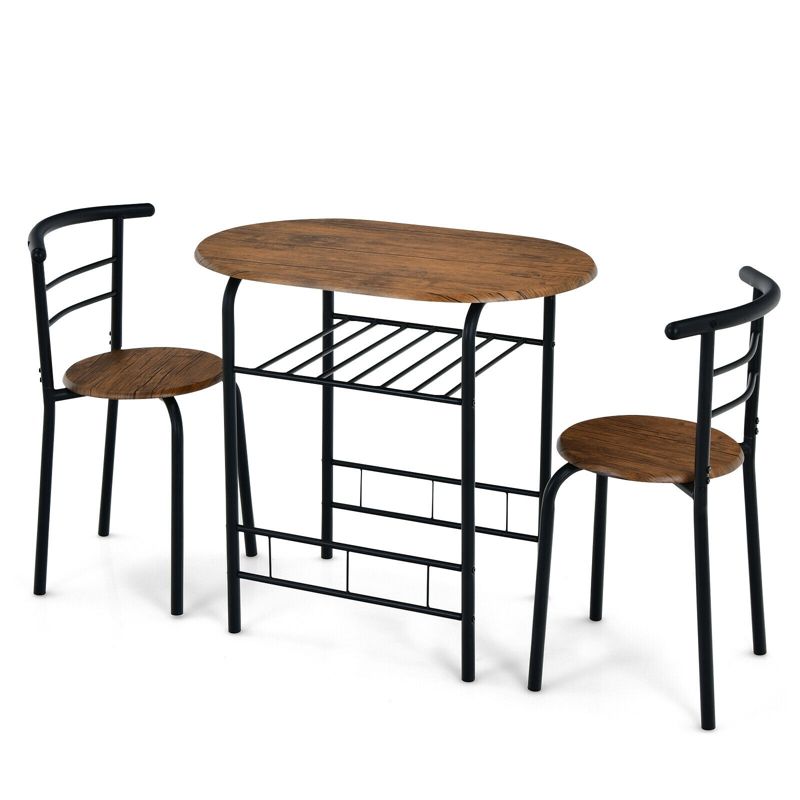 Tangkula 3 PCS Kitchen Dining Set Compact Bistro Pub 2 Chairs & Table, 1 of 6