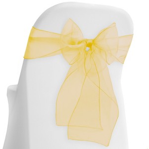 Lann's Linens 10-Pack Elegant Organza Chair Cover Sashes for Wedding, Banquet - 1 of 3