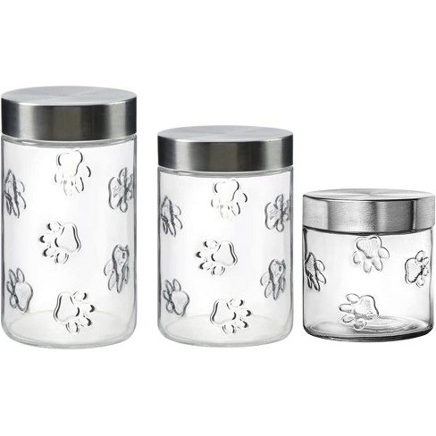 Marbelous Set of 3 Glass Jar with Lid 1 Liter | Airtight Glass Storage Container for Food, Pasta, Coffee, Candy, Dog Treats, Snacks | Glas