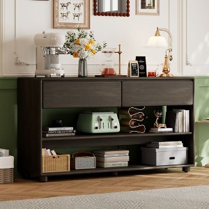 Console Table for Entryway, Vintage Entryway Table with Drawers and Shelves，Hallway, Living Room (Espresso) - 1 of 4