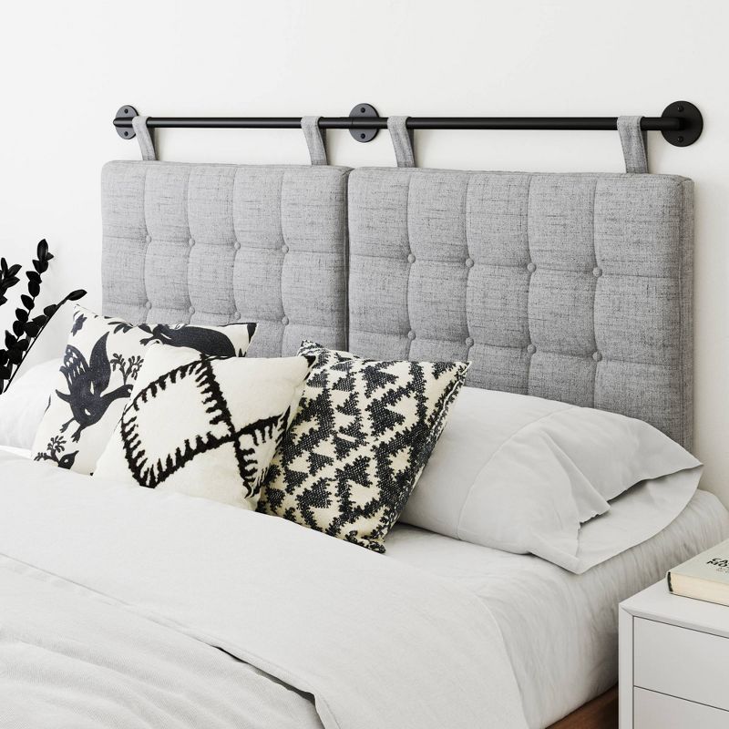 Full/Queen Remi Button Tufted Kids&#39; Headboard Gray - Nathan James, 3 of 8