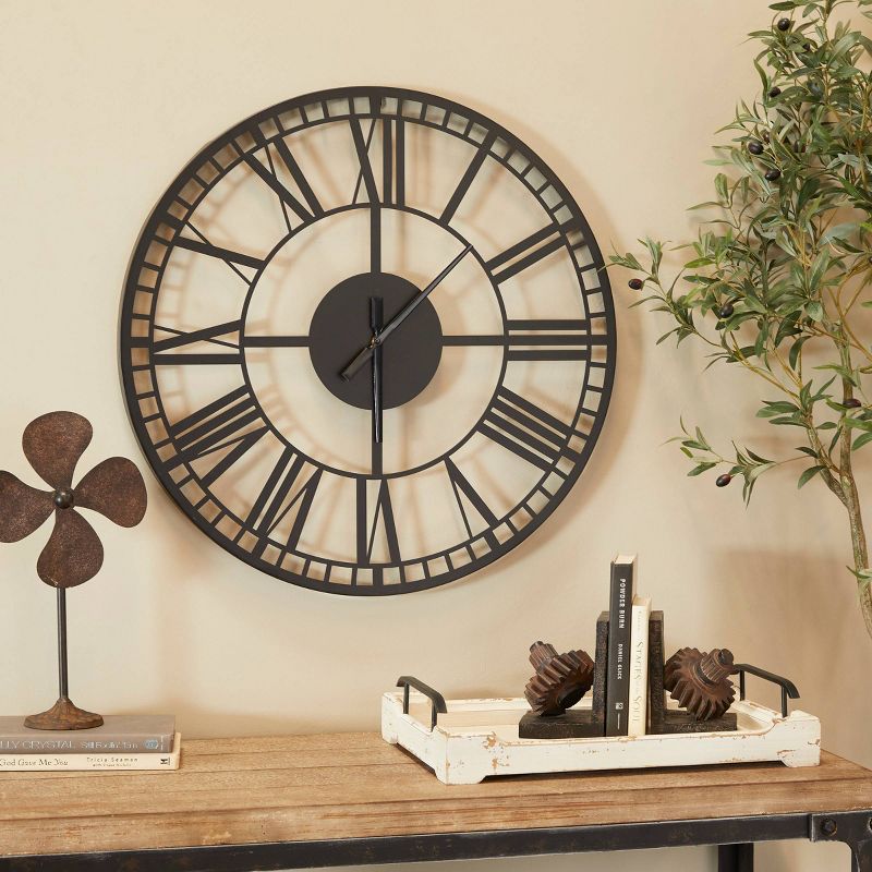 28&#34;x28&#34; Metal Open Frame Wall Clock Black - Olivia &#38; May, 2 of 19