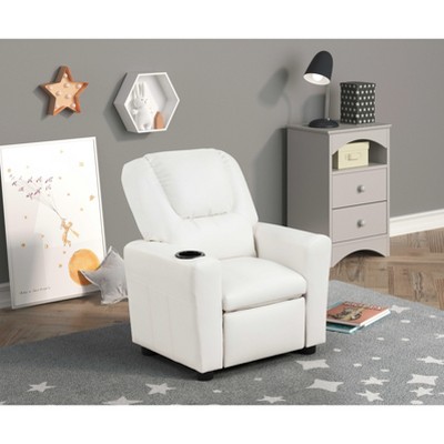 LOVMOR Kids Recliner Chair, Kid Upholstered Couch with Cup Holder, Footrest&Backrest, Toddlers Velvet Recliner w/ Headrest&Footrest