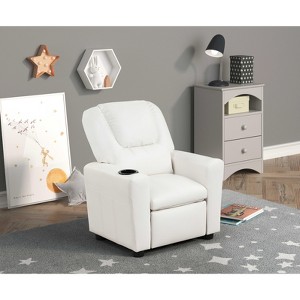 LOVMOR Kids Recliner Chair, Kid Upholstered Couch with Cup Holder, Footrest&Backrest, Toddlers Velvet Recliner w/ Headrest&Footrest - 1 of 4