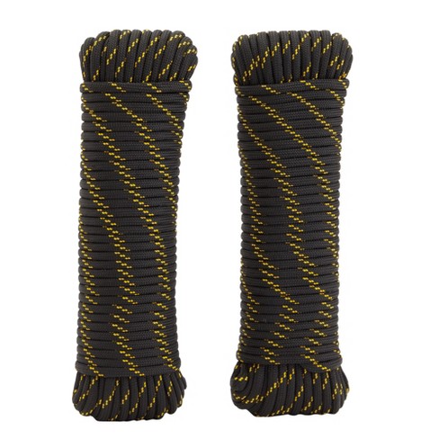 Built Industrial 2 Pack Braided Nylon Rope For Camping, Dock Lines, Knot  Tying Practice, Pinata, Black/yellow, 1/4 In X 100 Ft : Target